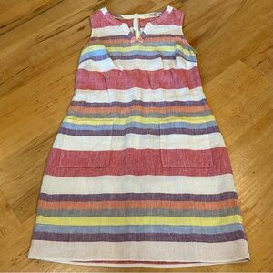 Boden Everyday Linen Striped Tunic Shift Dress Size US 8 Sleeveless Beach
